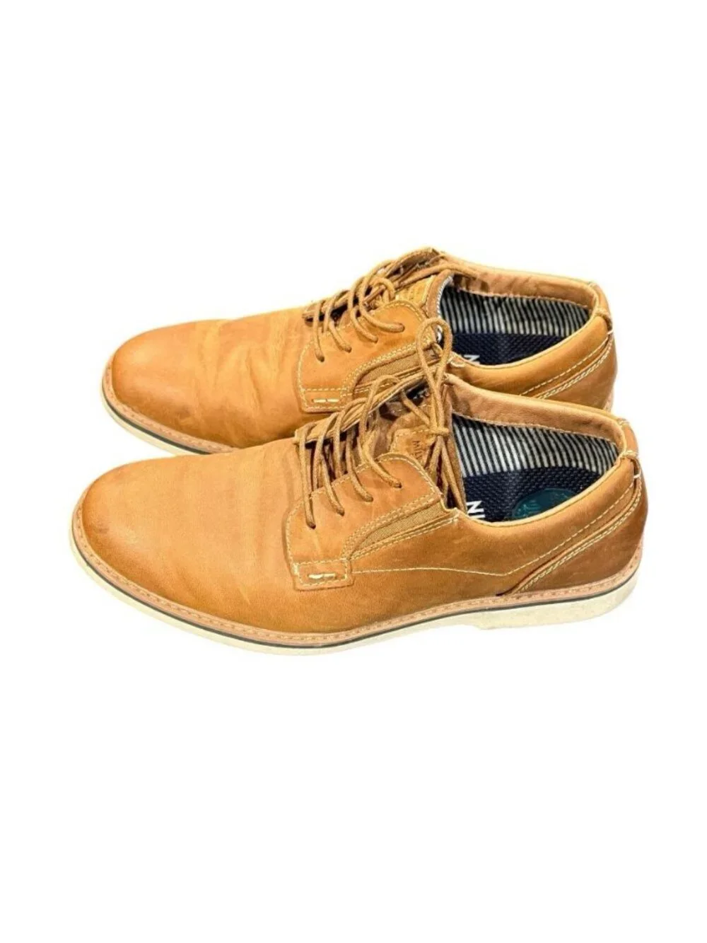 Nunn Bush Sz 9 Barklay Cognac Brown Plain Toe Oxford Casual Leather Shoes